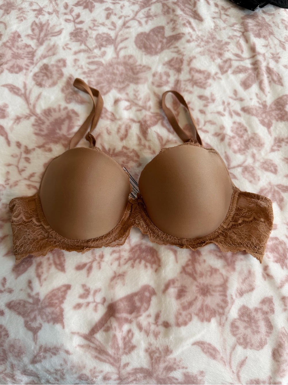 Victoria's Secret Smooth Lace-Trim T-Shirt Bra - Chestnut Brown